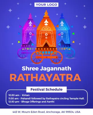Vibrant Festival Celebration for Rathayatra Event Poster Template