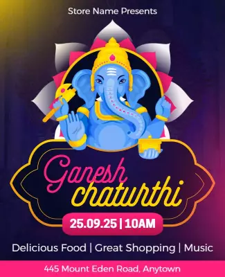 Vibrant Festival Celebration of Ganesh Chaturthi Poster Template