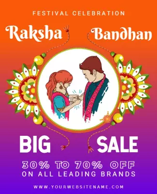 Vibrant Festival Celebration Raksha Bandhan Sale Poster Template