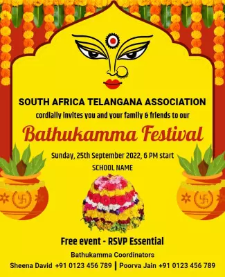 Vibrant Festive Celebration for Bathukamma Festival Poster Template