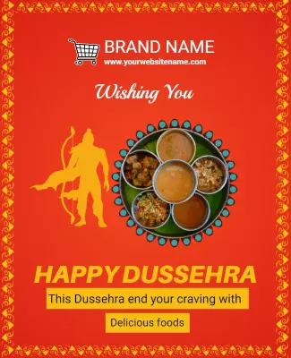 Vibrant Festive Dussehra Celebration Food Poster Template