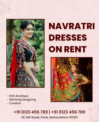Vibrant Festive Navratri Dresses on Rent Poster Template