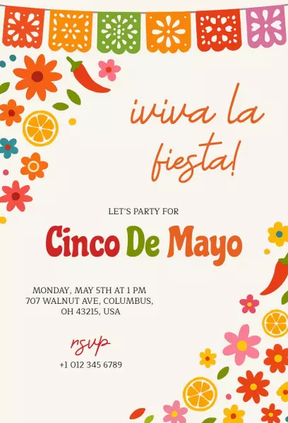 Vibrant Fiesta Celebration Cinco De Mayo Invitation Template