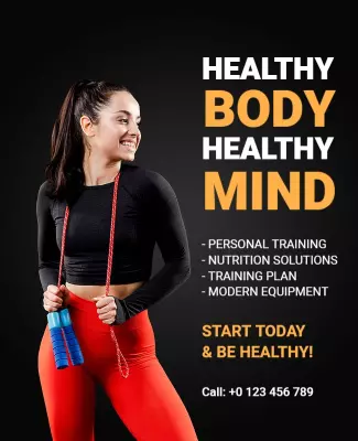 Vibrant Fitness Empowerment Healthy Body Mind Poster Template