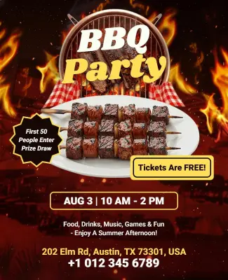 Vibrant Flame-Cooked BBQ Fest Invitation Flyer Template