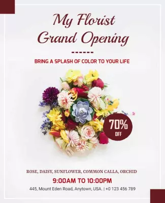 Vibrant Floral Arrangement for Grand Opening Event Poster Template