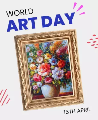 Vibrant Floral Artwork Celebration for World Art Day Poster Template