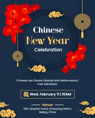 Vibrant Floral Chinese New Year Celebration Poster Template