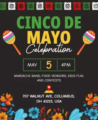 Vibrant Floral Cinco de Mayo Festivities Celebration Poster Template