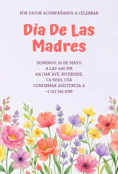 Vibrant Floral Spanish Mother's Day Celebration Invitation Template