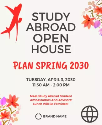 Vibrant Floral Study Abroad Open House Poster Template