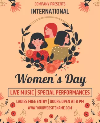 Vibrant Floral Women’s Day Celebration with Live Music Poster Template