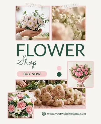 Vibrant Flower Shop Photo Collage Poster Template