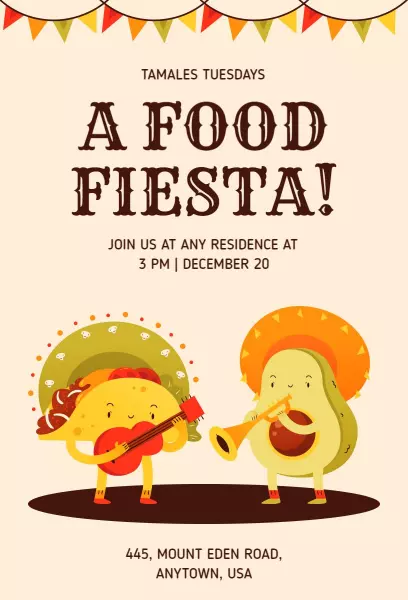 Vibrant Food Fiesta Celebration Gathering Invitation Template