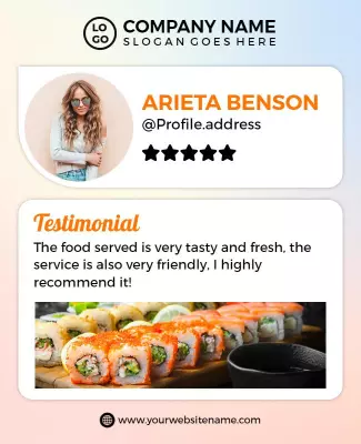 Vibrant Food Review with Sushi Illustration Poster Template