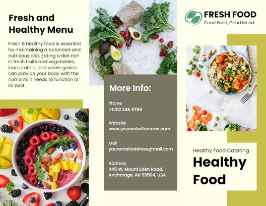 Vibrant Fresh and Healthy Food Catering Menu Brochure Template