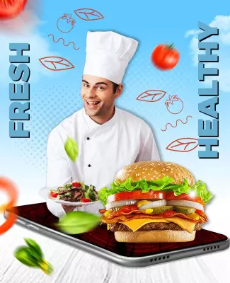 Vibrant Fresh Healthy Food Promotion Poster Template