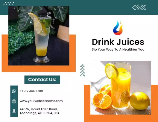 Vibrant Fresh Juice Combos and Flavors Menu Brochure Template