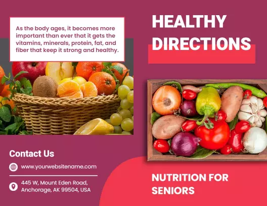Vibrant Fruit and Vegetable Nutrition Guide for Seniors Brochure Template