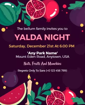 Vibrant Fruit-Themed Yalda Night Invitation Poster Template