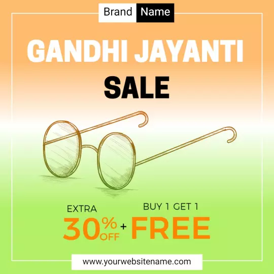 Vibrant Gandhi Jayanti Sunglasses Sale with BOGO Offer Ad Template
