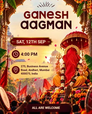 Vibrant Ganesh Aagman Festival Flyer Template