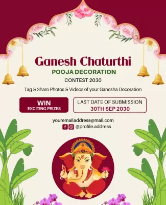 Vibrant Ganesh Chaturthi Pooja Decoration Contest Poster Template
