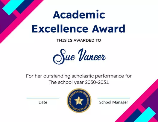 Vibrant Geometric Academic Excellence Award Certificate Template
