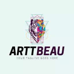 Vibrant Geometric Art Fusion with Tiger Design Logo Template