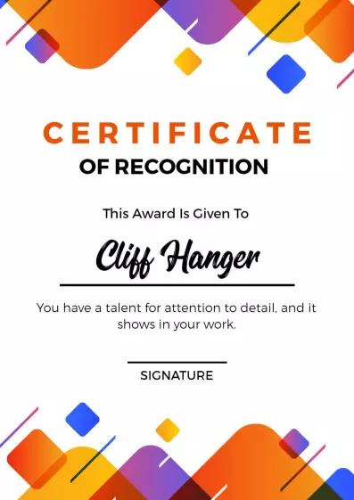 Vibrant Geometric Design Recognition Achievement Certificate Template