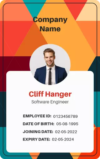 Vibrant Geometric Employee Identity Card Template