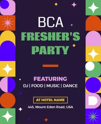 Vibrant Geometric Freshers Party Celebration Poster Template