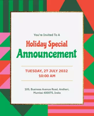 Vibrant Geometric Holiday Special Announcement Poster Template