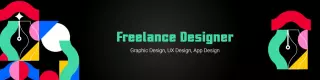 Vibrant Geometric Shapes for Creative Freelance Designer LinkedIn Banner Template