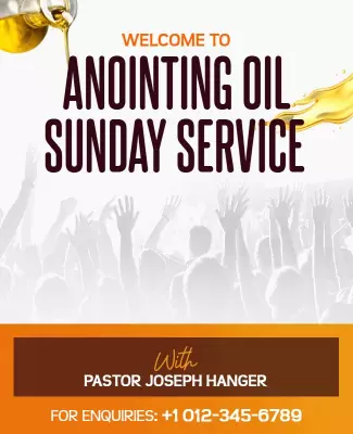 Vibrant Gold Anointing Oil Sunday Service Poster Template