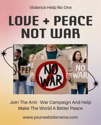 Vibrant Gradient Anti-War Peace Campaign Poster Template