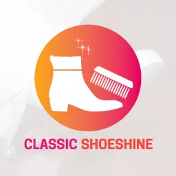 Vibrant Gradient Boot and Brush for Classic Shoeshine Logo Template