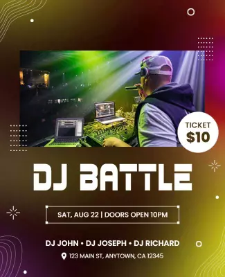 Vibrant Gradient DJ Battle Night Event Poster Template