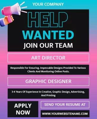 Vibrant Gradient Job Recruitment Poster Template