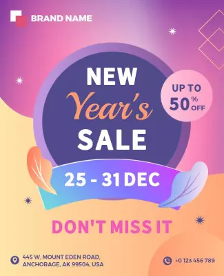 Vibrant Gradient New Year's Sale Promotional Poster Template