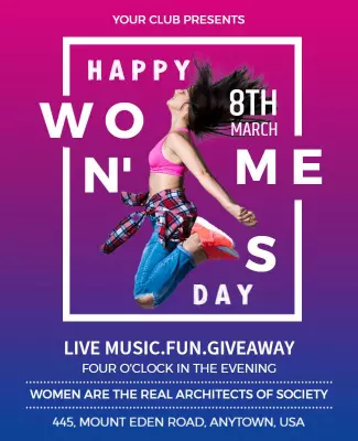 Vibrant Gradient Women's Day Celebration Live Music Poster Template