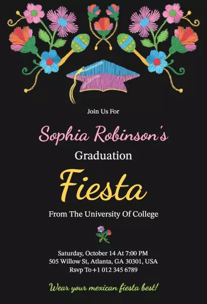 Vibrant Graduation Fiesta Celebration Invitation Template