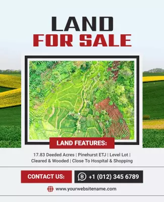 Vibrant Green Agricultural Land for Sale Poster Template