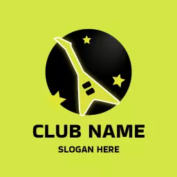 Vibrant Green and Black Nightclub Featuring a Guitar Logo Template
