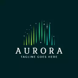 Vibrant Green and Blue Aurora Design Illustrating Nature Logo Template