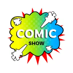 Vibrant Green and Blue Comic Show Logo with Fun Elements Logo Template