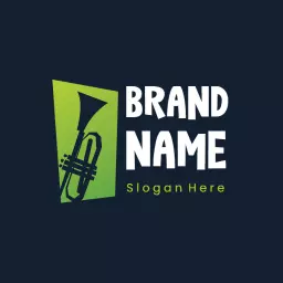 Vibrant Green and Blue Jazz Music Instrument Logo Template