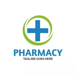 Vibrant Green and Blue Logo for Healthcare Pharmacy Logo Template