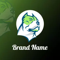 Vibrant Green and Blue Pitbull Illustration Animal Logo Template