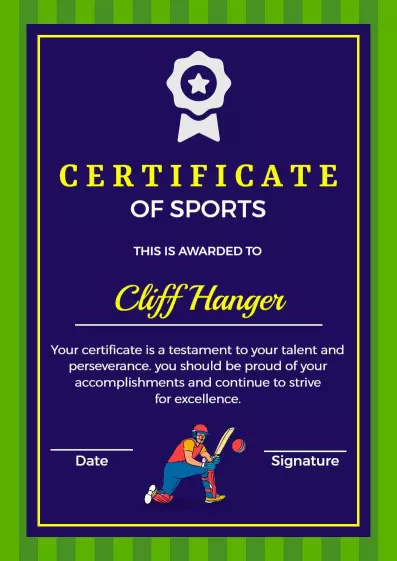 Vibrant Green and Navy Sports Achievement Certificate Template